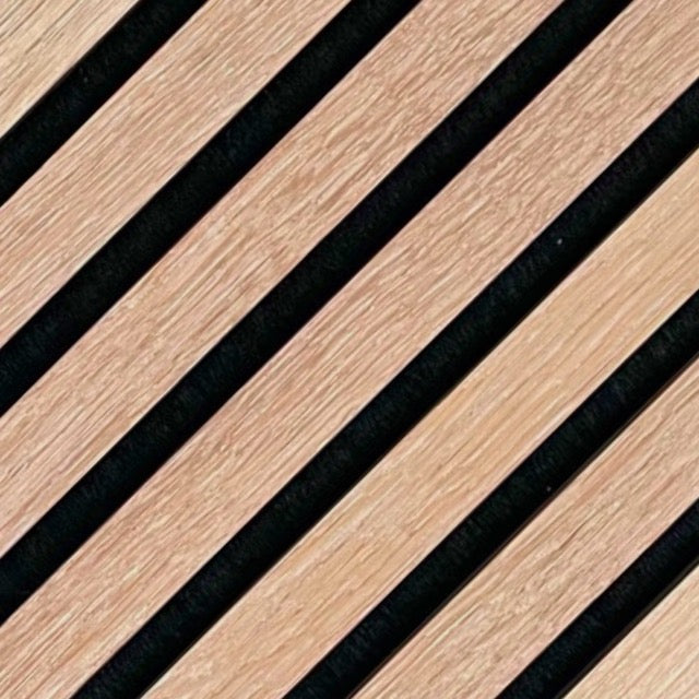 High-quality & sustainable Scandinavian inspired European White Oak with black felt noise reducing acoustic wood slat wall and ceiling panels from aura + form.