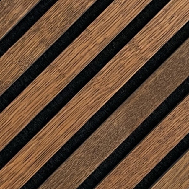 High-quality & sustainable Scandinavian inspired European White Oak with black felt noise reducing acoustic wood slat wall and ceiling panels from aura + form.