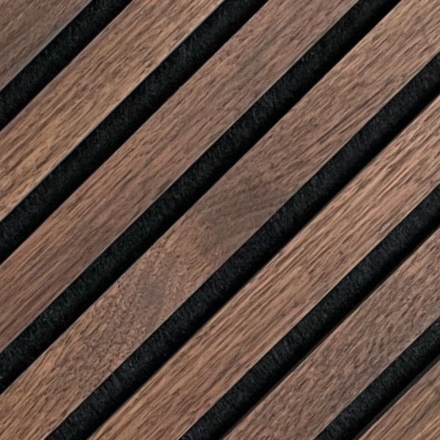 High-quality & sustainable Scandinavian inspired American Black Walnut noise reducing acoustic wood slat wall and ceiling panels from aura + form.