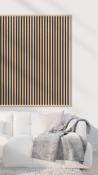 High-quality &amp; sustainable Scandinavian inspired European White Oak noise reducing acoustic wood slat wall and ceiling panels from aura + form.