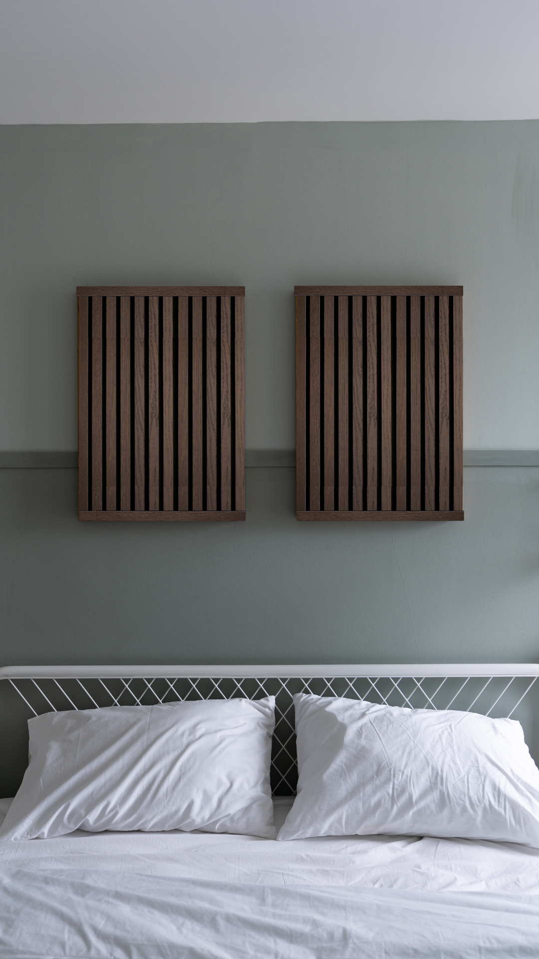 High-quality & sustainable Scandinavian inspired American Black Walnut noise reducing acoustic wood slat wall and ceiling panel from aura + form.