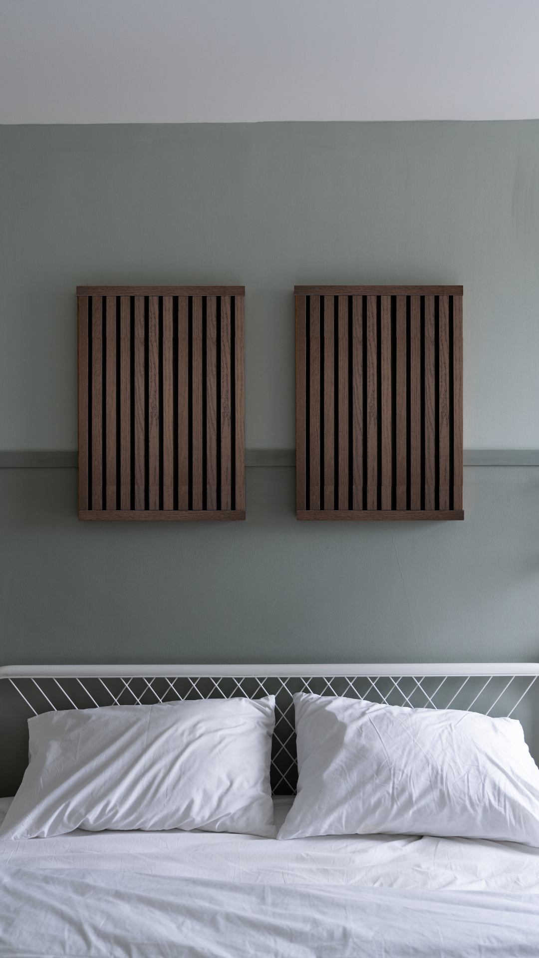 High-quality &amp; sustainable Scandinavian inspired American Black Walnut noise reducing acoustic wood slat wall and ceiling panel from aura + form.