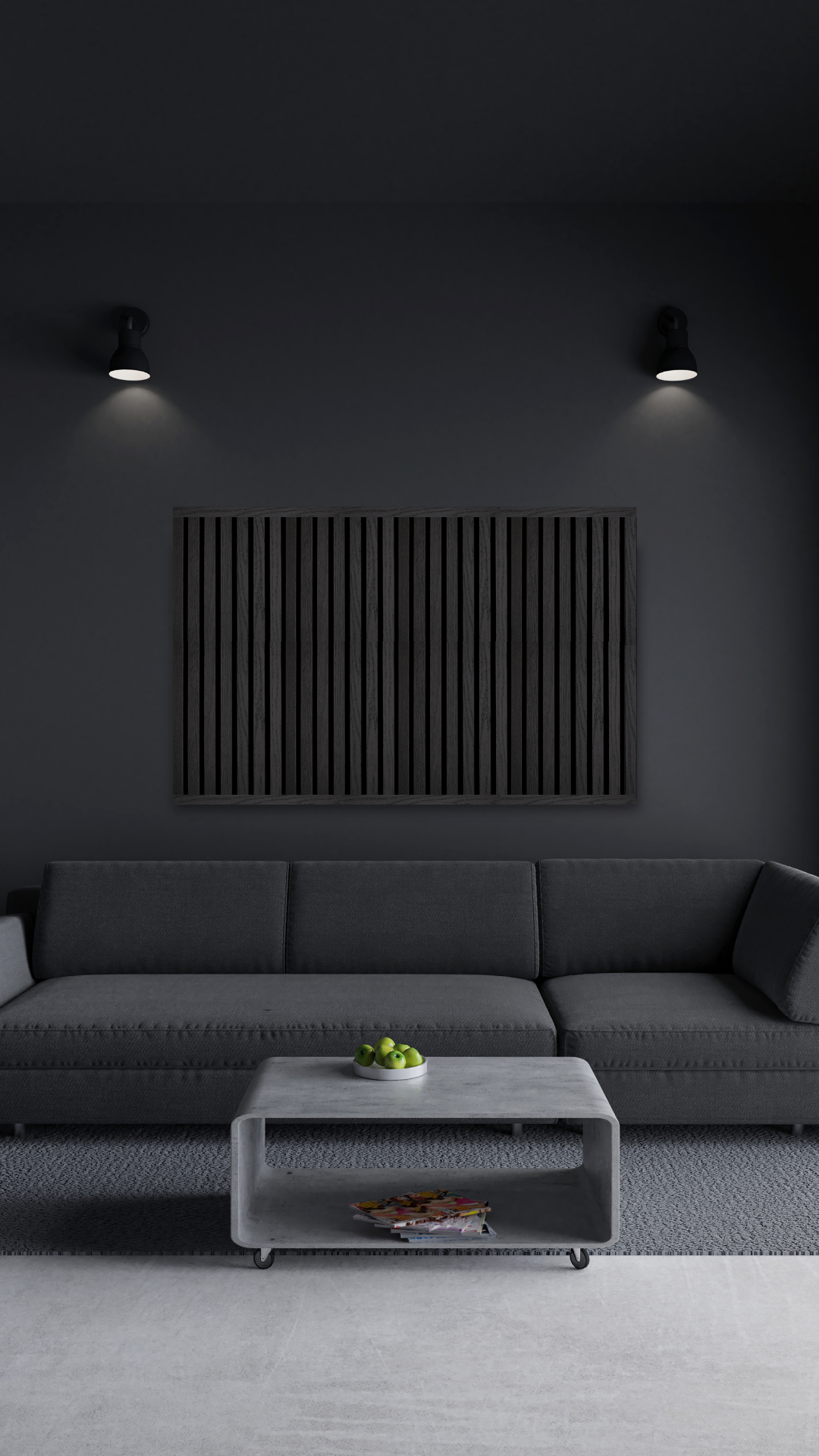 High-quality & sustainable Scandinavian inspired European Smoked Oak noise reducing acoustic wood slat wall and ceiling panels from aura + form.