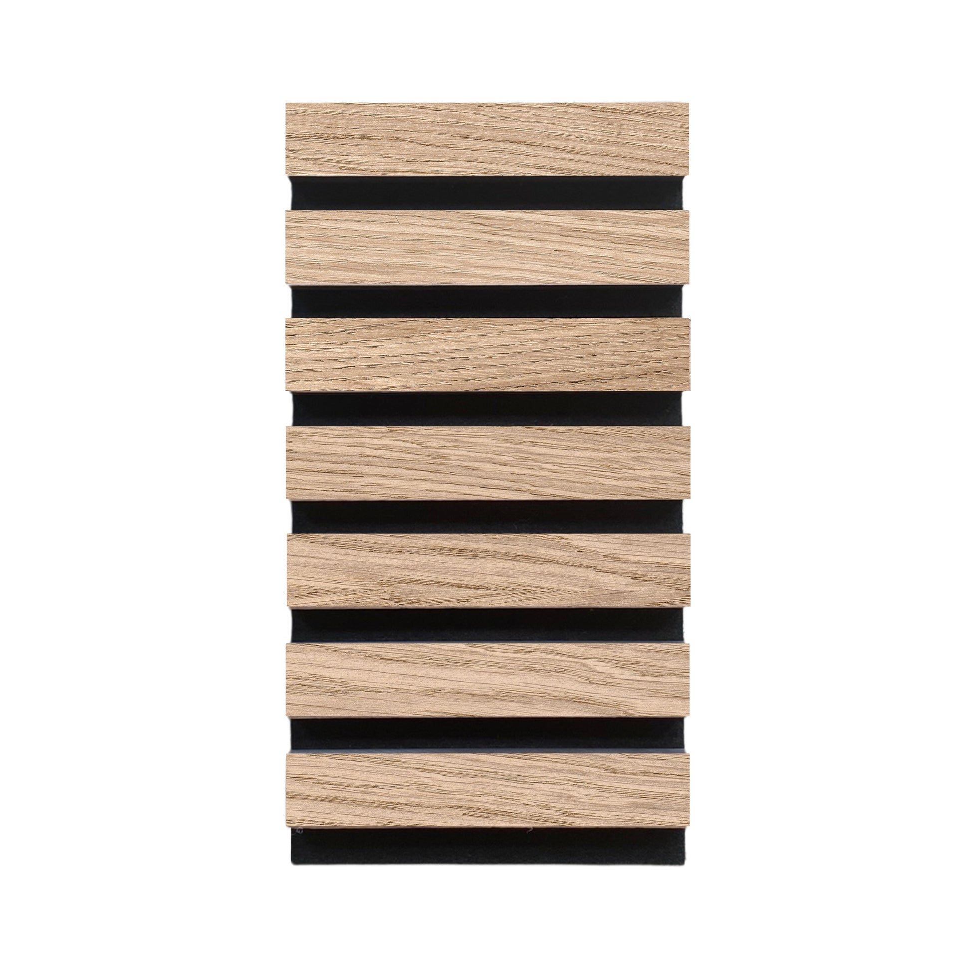 High-quality & sustainable Scandinavian inspired European White Oak noise reducing acoustic wood slat wall and ceiling panel sample from aura + form.