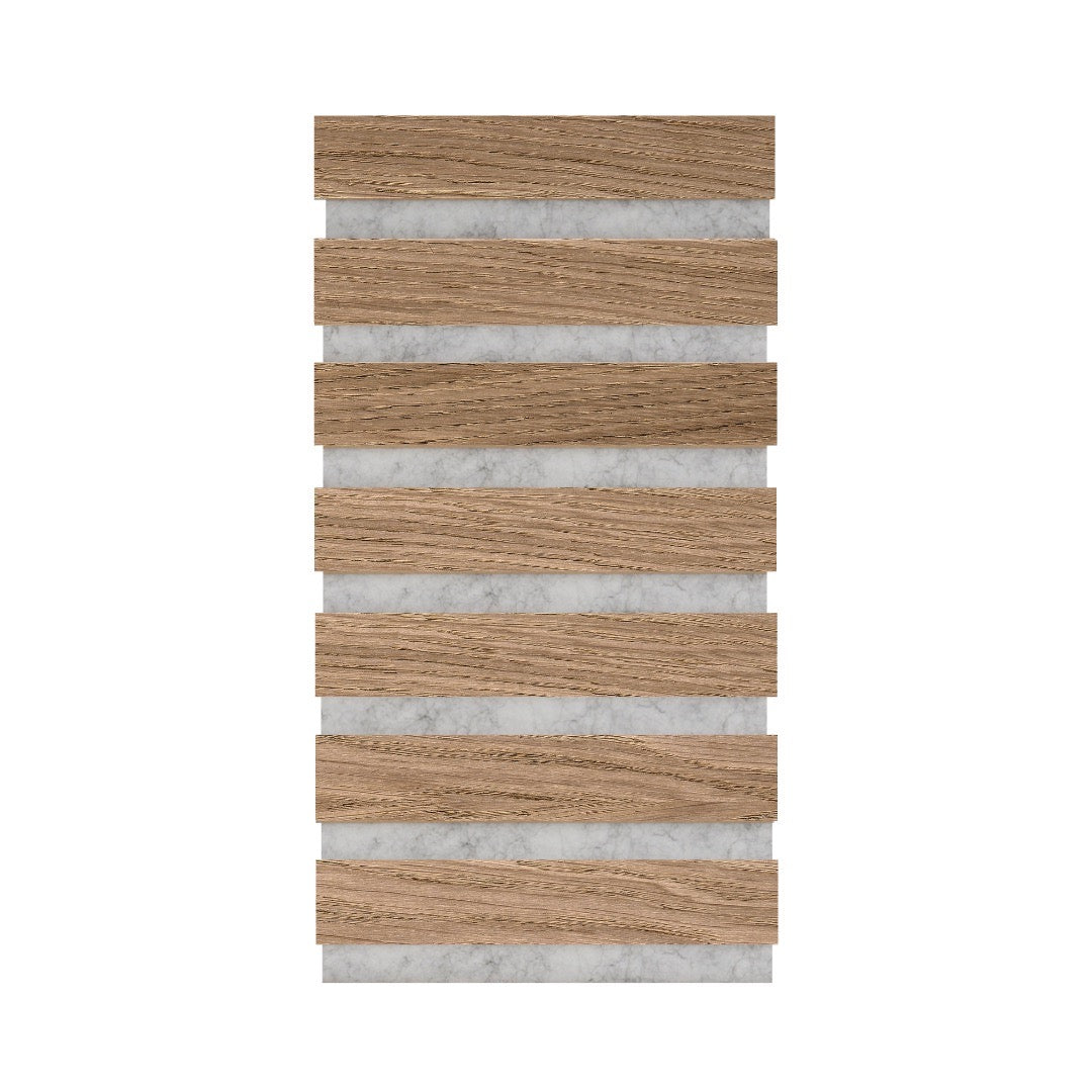 High-quality &amp; sustainable Scandinavian inspired European White Oak noise reducing acoustic wood slat wall and ceiling panel sample from aura + form.